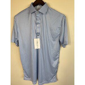 Collars & Co. Mens Blue & White Check Dress Shirt X-Large Moisture Wicking Wrink